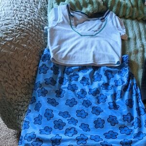 Blue Floral Mini Skirt